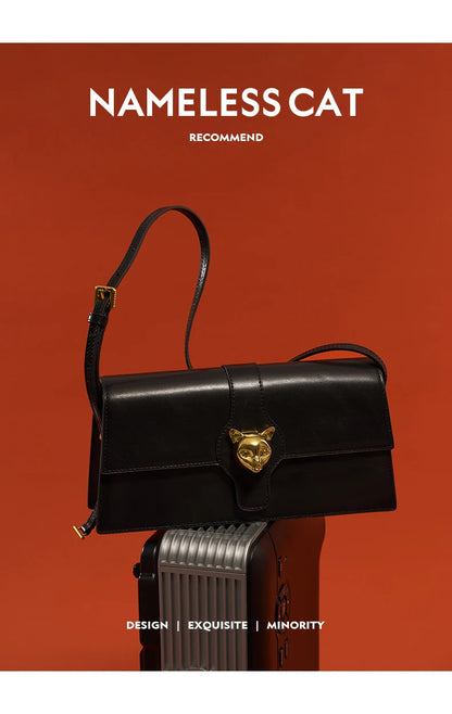 BAFELLI CAT 2026 NEW WOMEN'S BAG LUXURY BRAND FASHION RETRO STYLE DENIM TRENDING SHOULDER CLUTCH FEMALE LEATHER FLAP PURSE