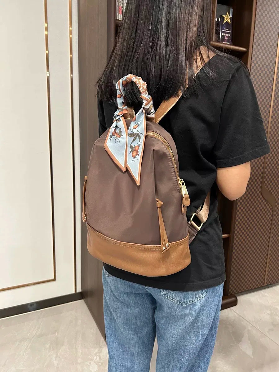 New Oxford &Leather Female Aesthetic Backpack School Bags Luxury Designer for Girls Women Backpacks Travel Light Weight - SC1708