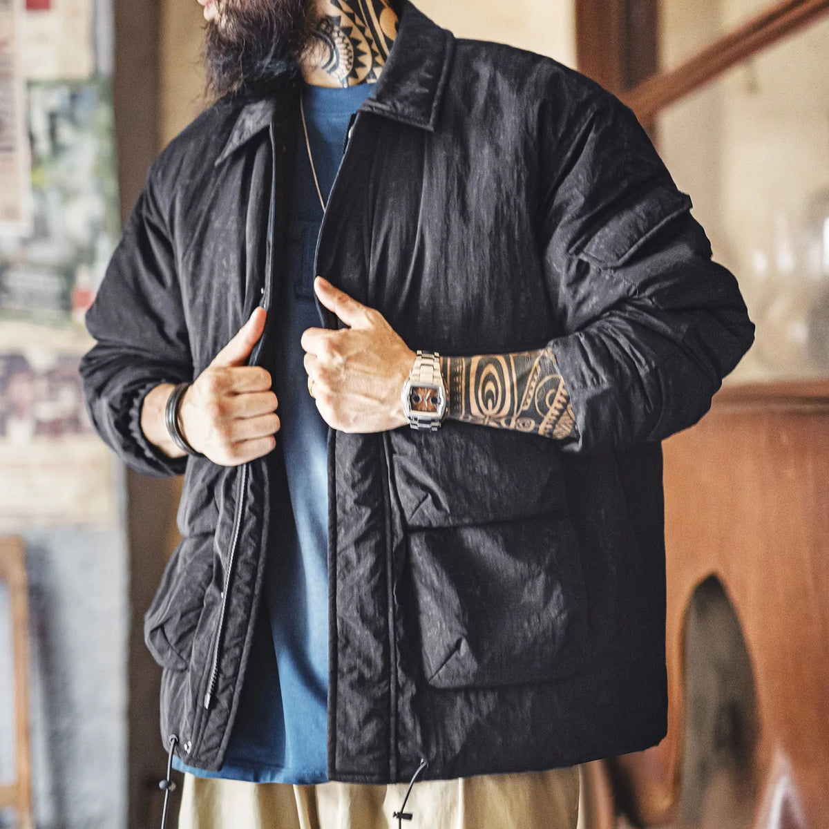 MADEN Retro M65 Padded Jacket | Black