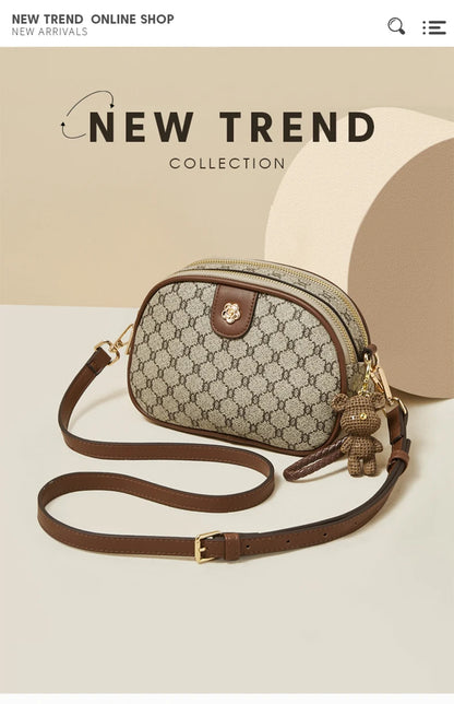 FOXER Women Small Shoulder Bag Fashion Monogram PVC Lady Crossbody Handbag with Adjustable Strap