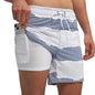 Men's polyester boardshorts with side zipper pockets, long lining, suitable for gym or swimming, in vibrant summer style.