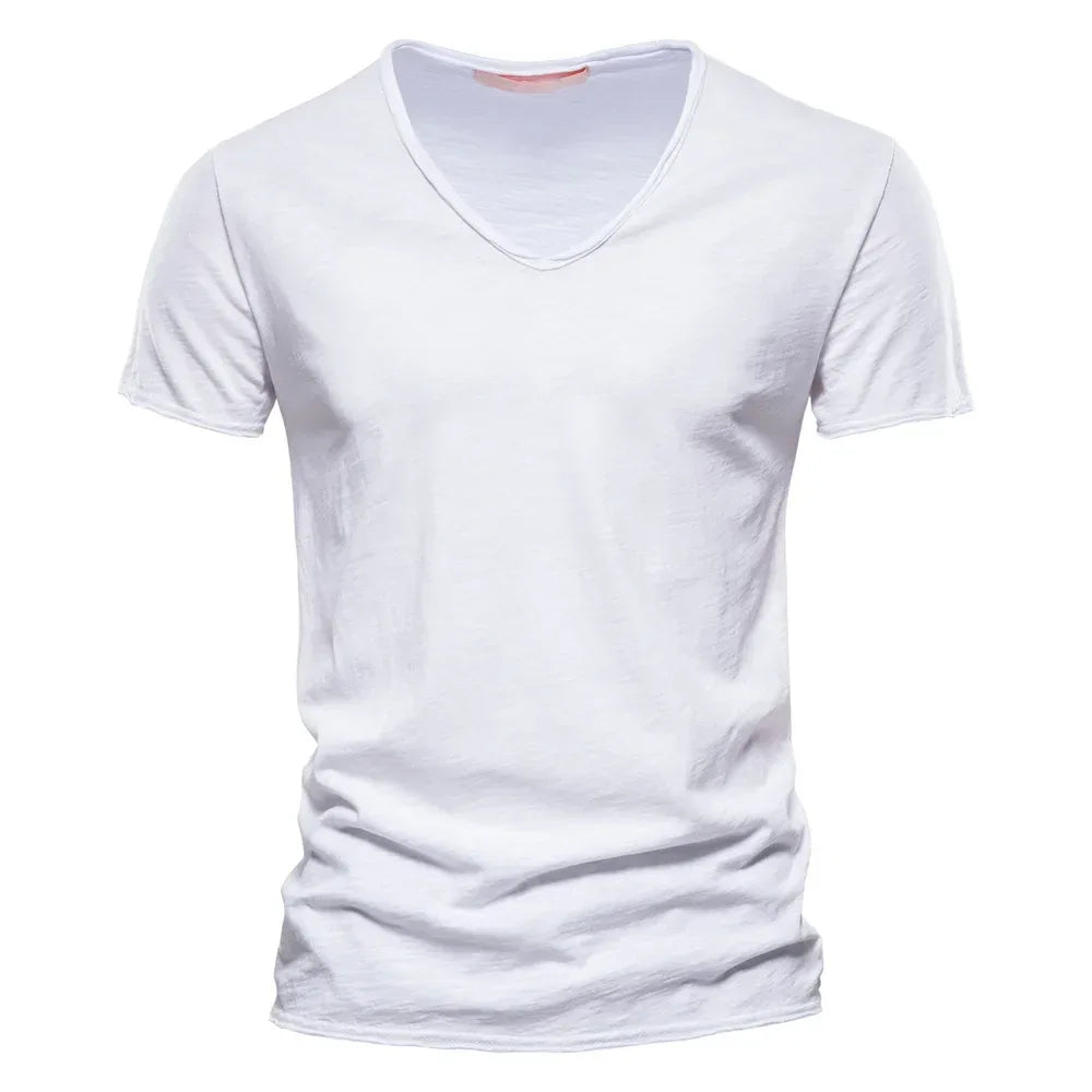 AIOPESON 100% Cotton Men's V-Neck T-Shirts - ShopHub