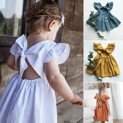 Kids Tales Summer Belle Cotton-Linen A-Line Girls' Dress