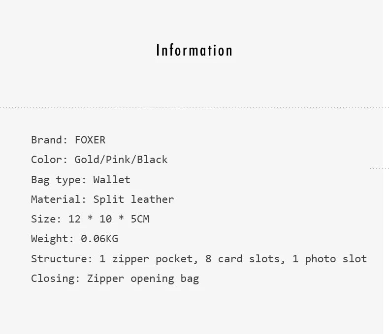 FOXER Women's Short Wallet – Premium Split Leather Design