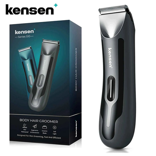 Kensen S10 Electric Groin Hair Trimmer for Men - Waterproof Body Groomer with Replaceable Ceramic Blade