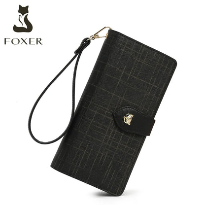 FOXER Split Leather Women's Long Clutch Wallet