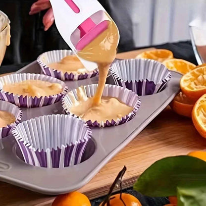 Non-Stick Cake Spoon with Push-Pull Mechanism, Easy Clean for Brownies Tarts Cookies, Home Professional Baking