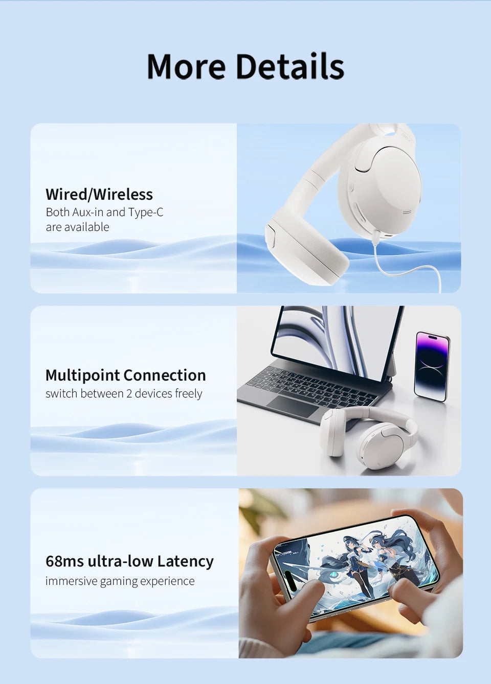 QCY H3 Lite ANC Wireless Headphones with Bluetooth 5.3, 40mm Driver, and 60H HiFi Sound - ShopHub