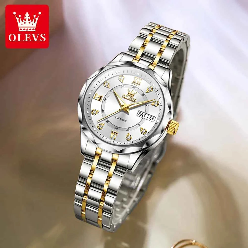 OLEVS 6727 Automatic Mechanical Watch for Men & Women - Waterproof Luminous Calendar Wristwatch with Gift Box