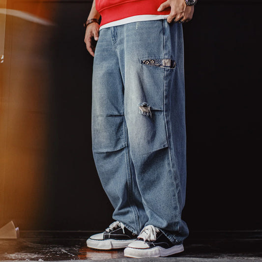 Maden Men‘s Vintage Boro Patchwork Parachute Jeans