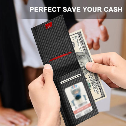 DIENQI Rfid High Quality Business Credit Card Holder Men Wallet Carbon Fiber Travel Pocket Wallet Money Bag Purse Gift for Men