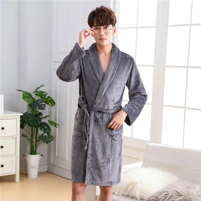 Plus Size Flannel Men’s Robes - ShopHub