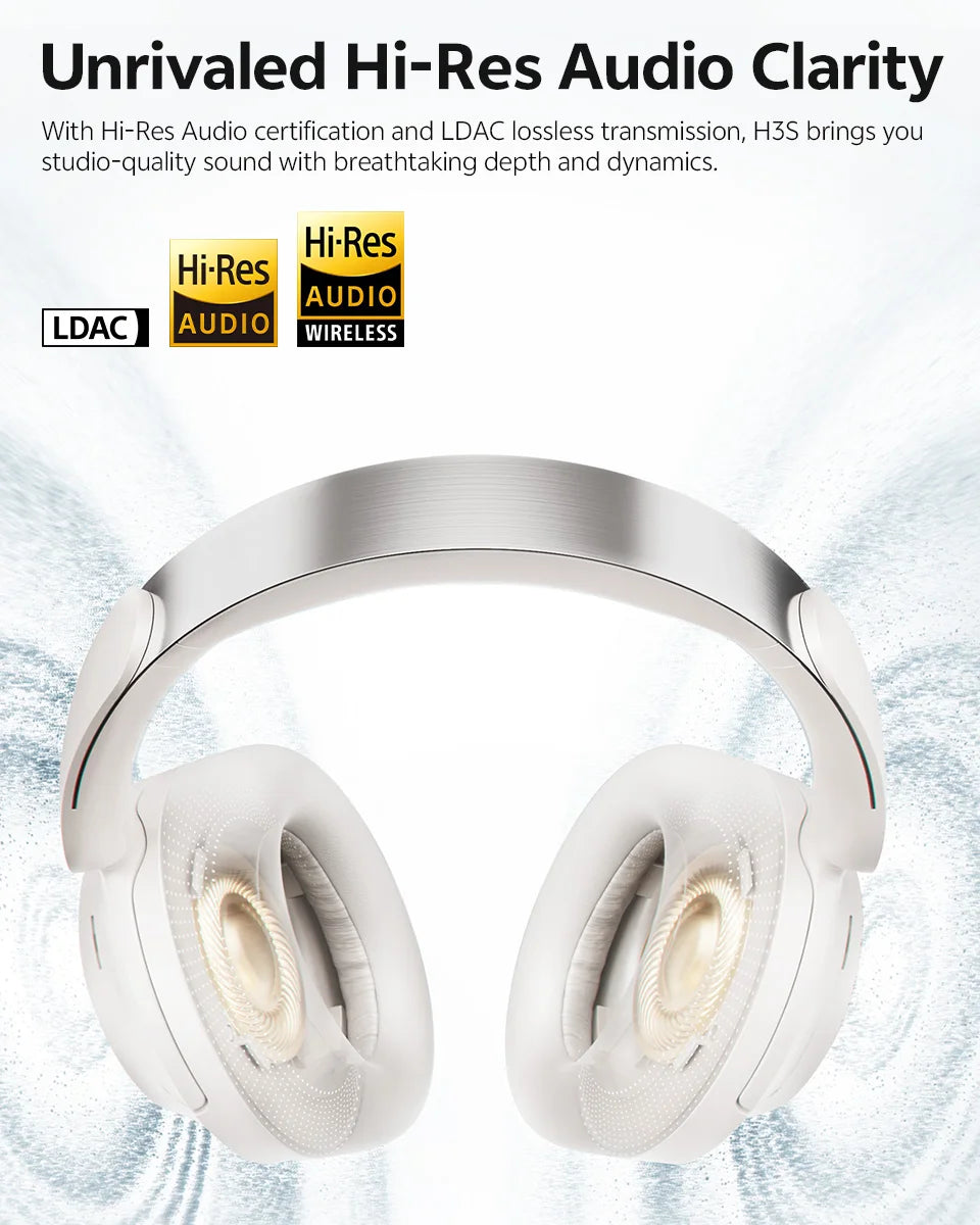 QCY Wireless Bluetooth Headphones 6.0 BH25H3SA - 3D Spatial Audio, Foldable Over Ear Headset with 56dB Adaptive ANC and 53mm Driver - ShopHub
