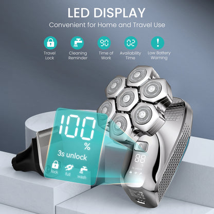 Kensen S18 Electric Head Shaver for Men Rechargeable 7D Floating Cutter
