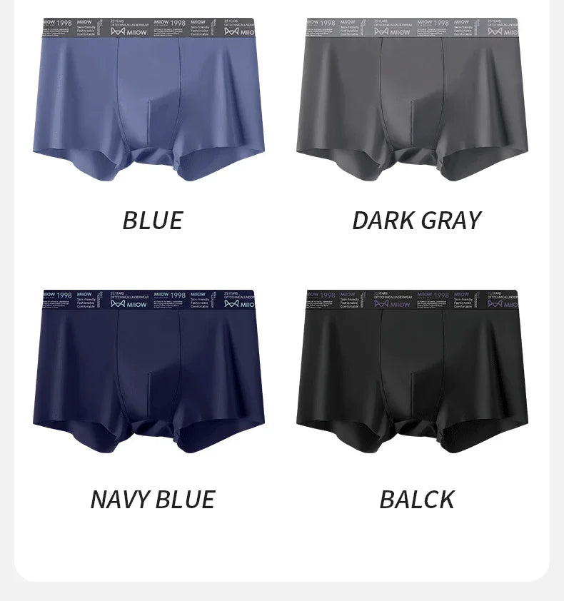 MiiOW Ice Silk Men Underwear - 3Pcs Breathable Ultra-thin Antibacterial Boxers for Ultimate Comfort