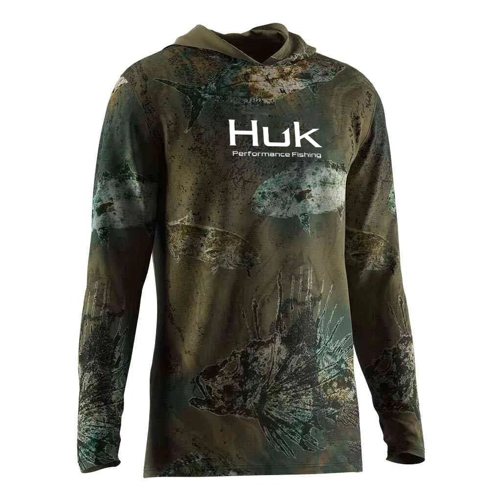 Mens Fishing Hoodie UV Protection Performance Lightweight Outdoor Stone Fish 3D Print Streetwear