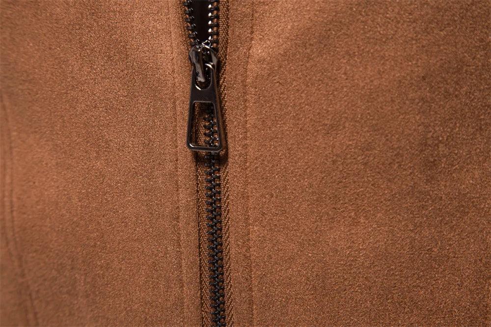 AIOPESON Men's Brown Suede Turn Down Collar Jackets - ShopHub