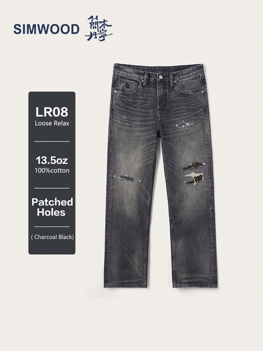 SIMWOOD High Standard 13.5oz Loose Relax Washed Jeans