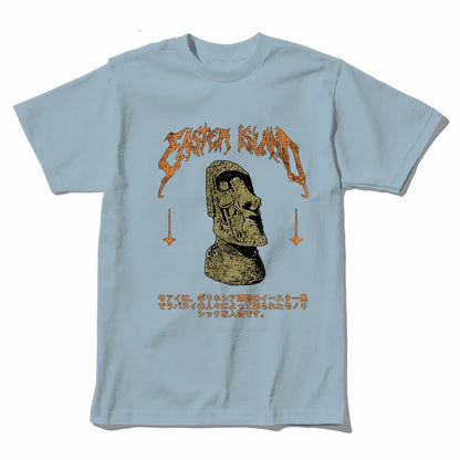 COOLMIND Easter Island Statue Graphic Cotton T-Shirt