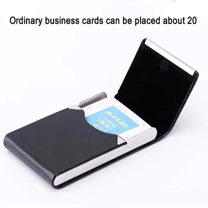 RFID Business Credit Card Holders Luxury Leather Men Wallets Metal Bank Cardholder Case Storage Visit Purses Minimalist Wallet