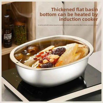 Stainless Steel Mixing Bowl | Food-Grade Heavy Duty for Dough Kneading&Vegetables | Multi-Use Dishwasher Safe Home Commercial