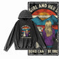 Vintage Dog Graphic Acid-Washed Black Hoodie