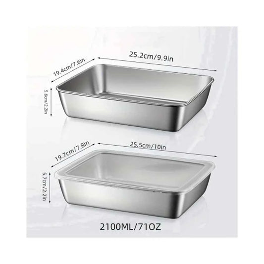 5Pcs Thickened Stainless Steel Food Containers, Kitchens Accessories, Fit Knives Inside, Stackable Kitchen Storage, Fridge