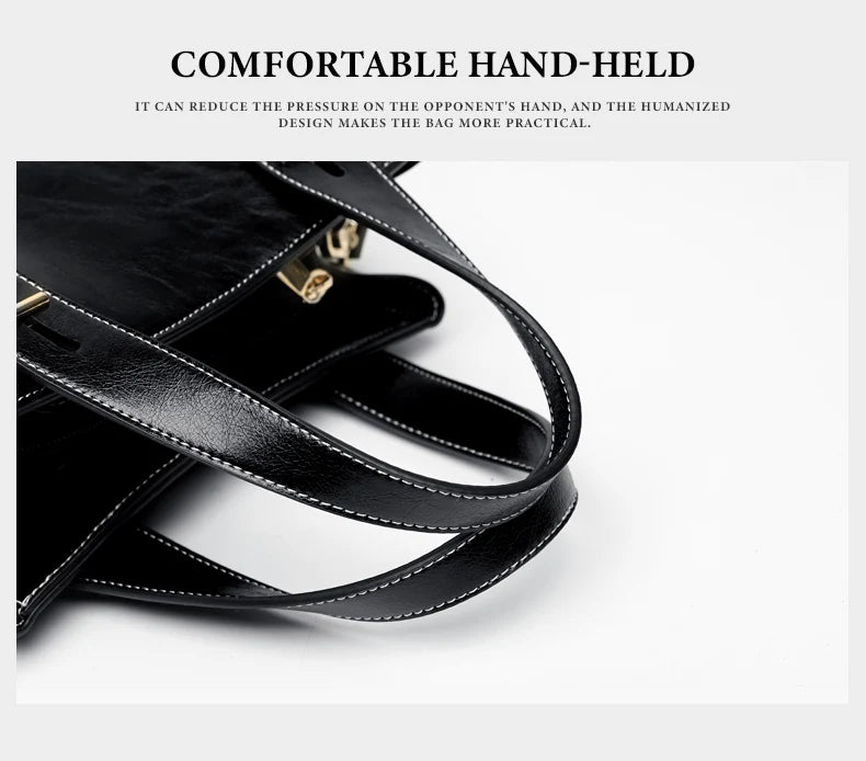 High Quality Women Split Leather Handbag Fashion Workplace Big Capacity Tote Bag Commuter Crossbody Shoulder Bags Mother's Gift