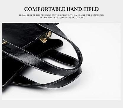 High Quality Women Split Leather Handbag Fashion Workplace Big Capacity Tote Bag Commuter Crossbody Shoulder Bags Mother's Gift