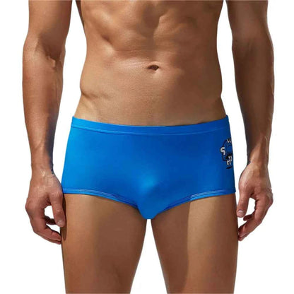 SEOBEAN Men's Ice Silk Underwear with Sexy Cartoon Pattern - Low Waist Half Hollow Boxers