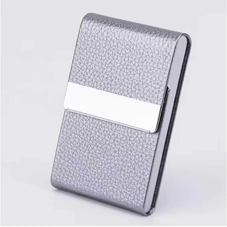 RFID Business Credit Card Holders Luxury Leather Men Wallets Metal Bank Cardholder Case Storage Visit Purses Minimalist Wallet