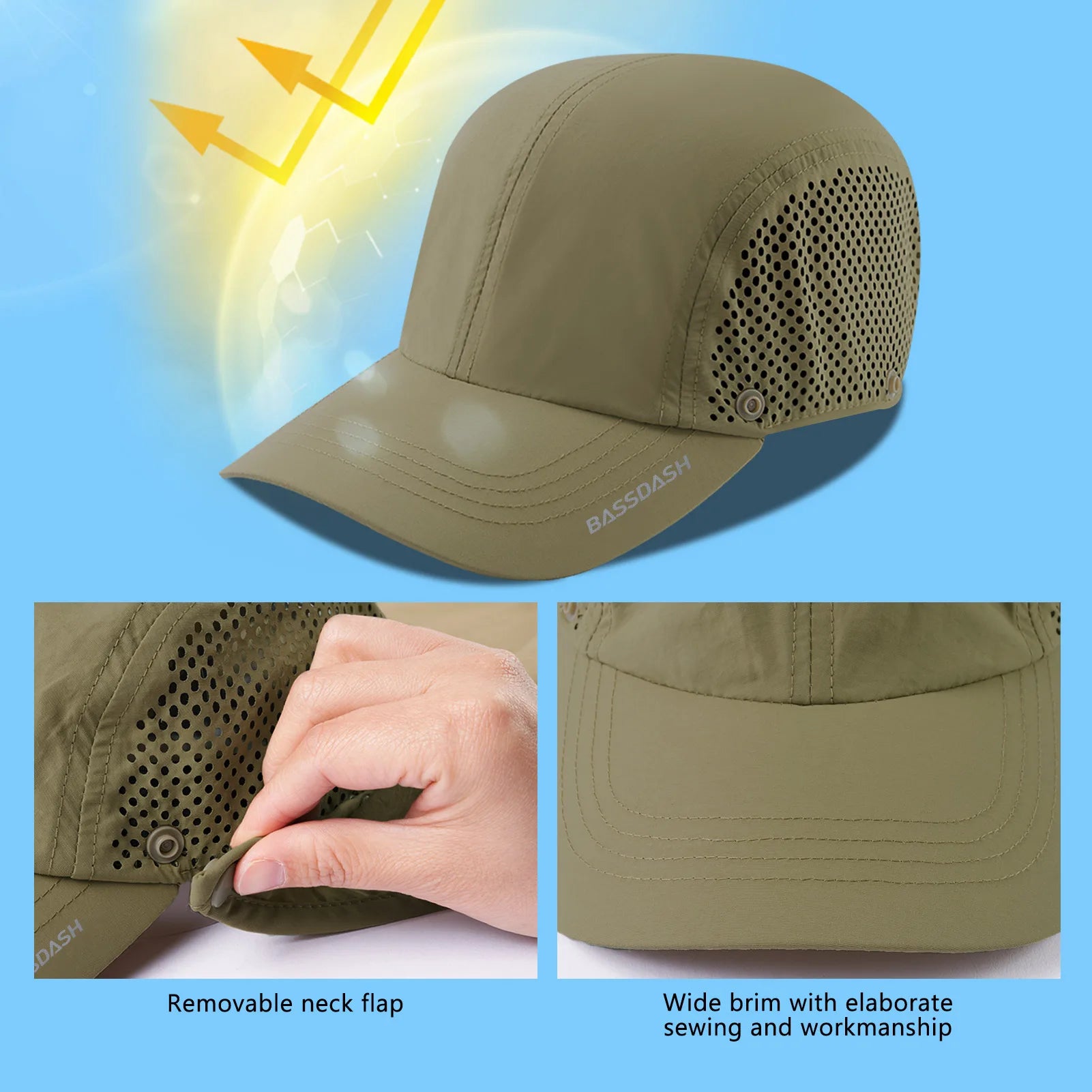 BASSDASH UPF 50+ Foldable Fishing Hat