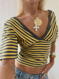 Kliou Striped Patchwork T-Shirt — Bold Summer Essential