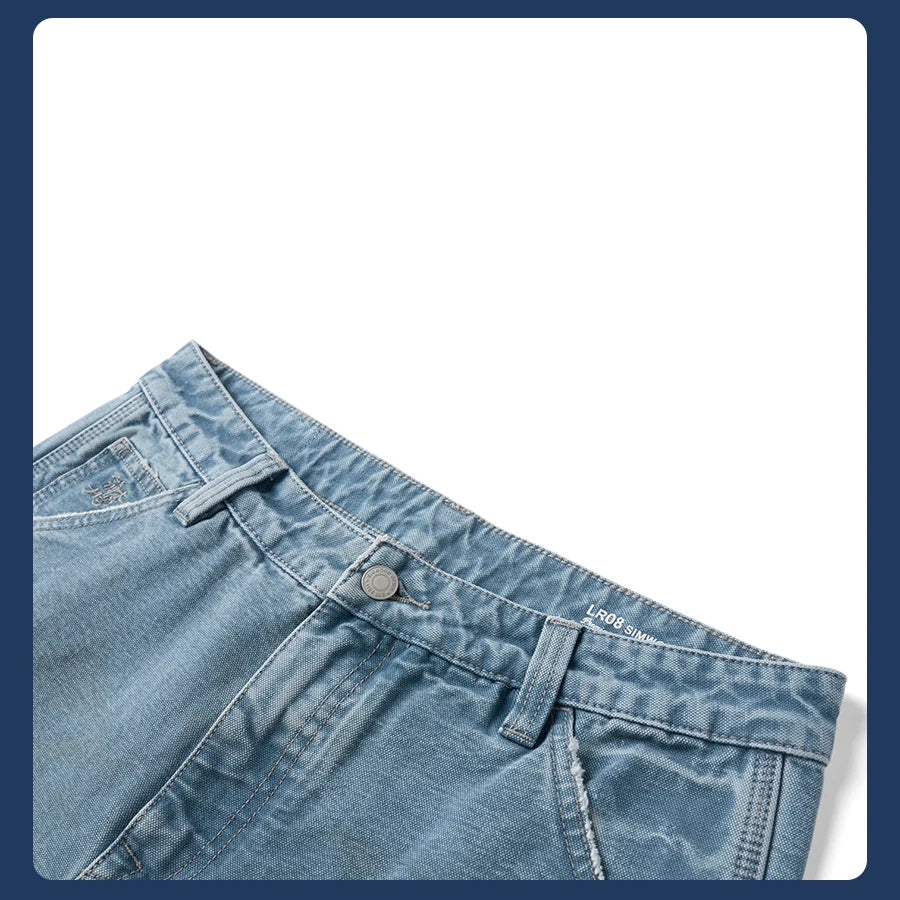 SIMWOOD High Standard 2026 Autumn New Loose Relax 12oz Fabric Denim Logger Pants Men Outdoor Workerwear Paint Splatter Jeans