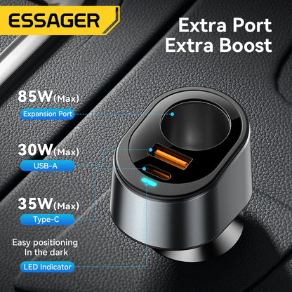 Essager 120W USB C Car Charger – Fast, Dual-Port Power for Your Devices