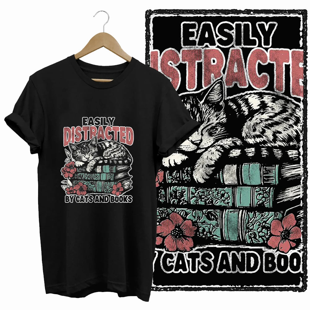 COOLMIND Cat Lover Graphic Cotton T-Shirt | Women's Relaxed Fit