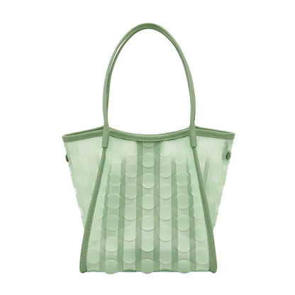 FOXER Light Green Women's Tote Bag, Fashion Waterproof TPU Handbag for Summer Travel & Commute, Lightweight Lady's Shoulder Bag