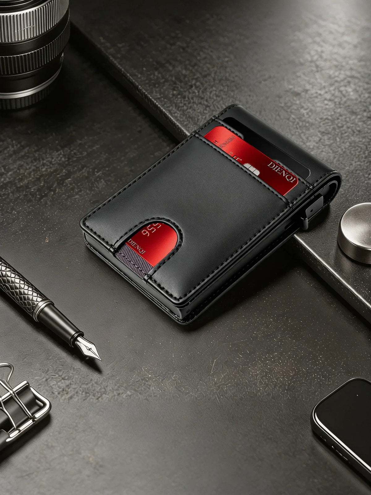 Carbon Fiber Wallet Magnetic Card Holder RFID Automatic Pop Up Case Id Bank Credit Cardholder Money Bag Bifold Wallets for Men