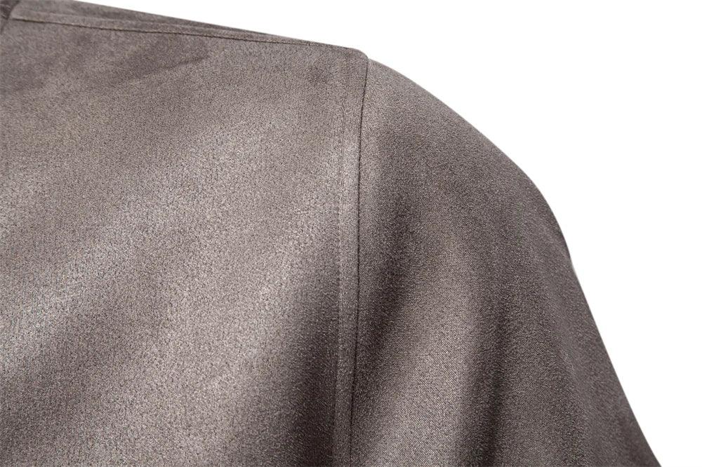 AIOPESON Suede Button-Up Bomber Jackets - ShopHub