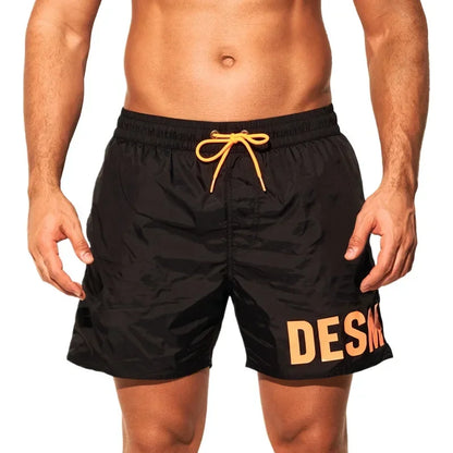 DESMIIT S88 Letter-Print Swim Shorts with Drawstring