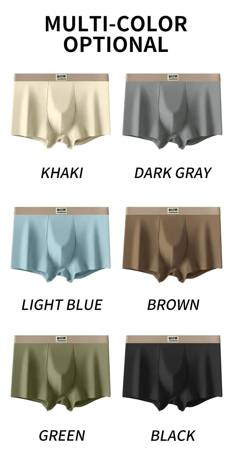 MiiOW 4Pcs Cotton Men's Underwear Soft Antibacterial U-shaped Crotch Breathable Boxer Briefs