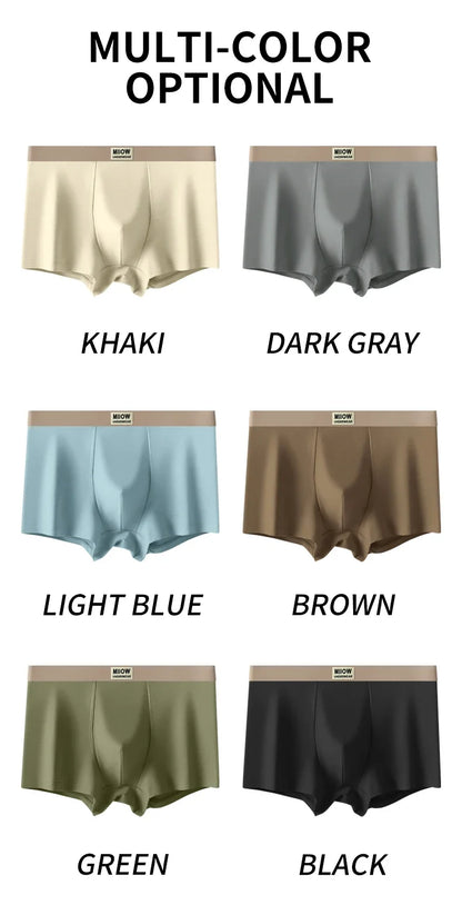 MiiOW 4Pcs Cotton Men's Underwear Soft Antibacterial U-shaped Crotch Breathable Boxer Briefs