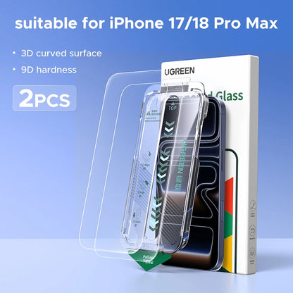 UGREEN 2PCS Dust-free Screen Protector For iPhone 18 17 Pro Max Tempered Glass For iPhone 18 Pro 17Pro Phone Film