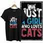 COOLMIND Black Cat Graphic T-Shirt | Women's 50-Design