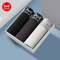 MiiOW 3Pcs Men's Cotton Boxer Shorts Antibacterial Breathable Underwear