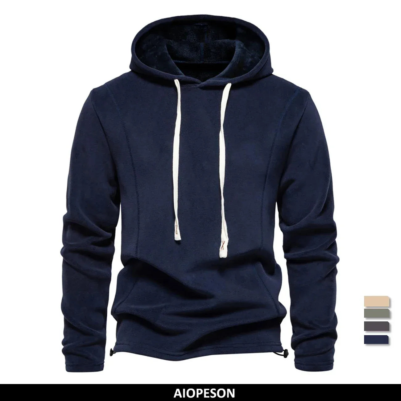 AIOPESON Solid Fleece Hoody - ShopHub