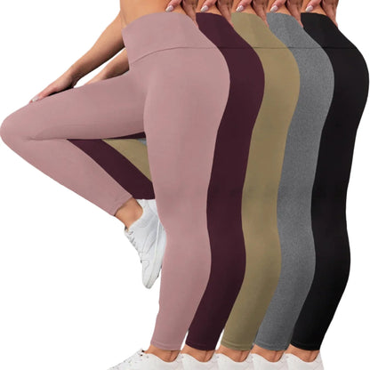 5-Pack of Women's High-Waisted Workout Leggings (various sizes and colours available) Habicare