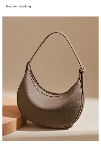 FOXER Women's Shoulder Bag PU Leather New Lady Crescent Underarm Bag Fashion Minimalist Crossbody Bag for Daily Casual Outfit