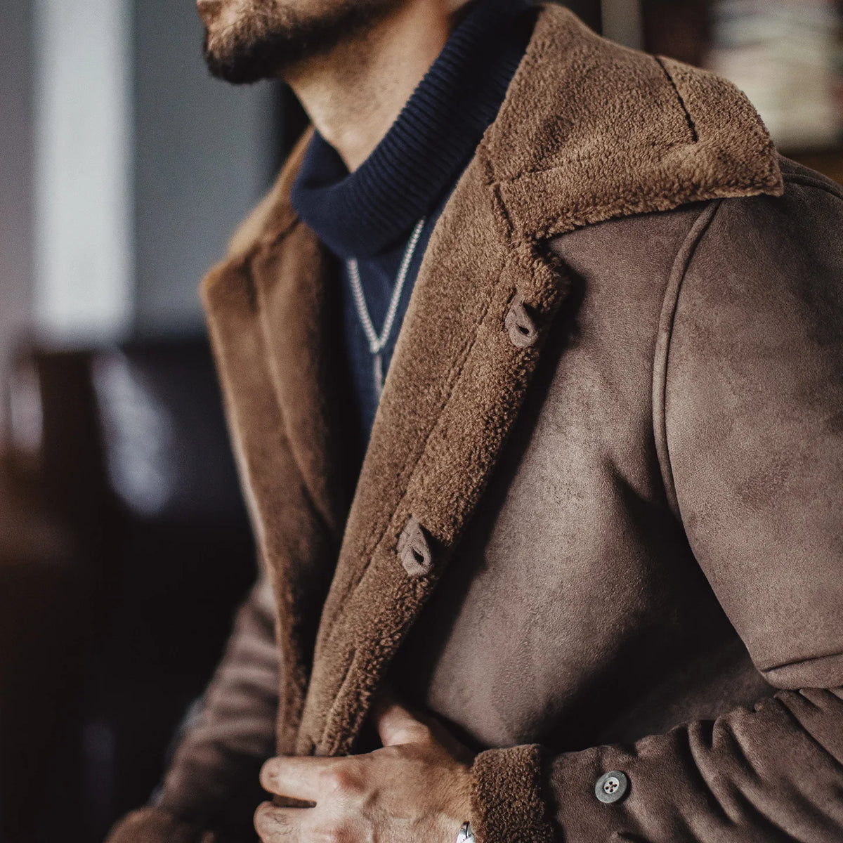 MADEN Retro B7 Faux-Shearling Coat | Coffee