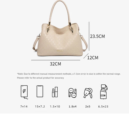 FOXER Lady's Handbag Genuine Leather 2026 Elegant Female Shoulder Bag Luxury Design Crossbody Bag Diamond Embossing Commute Work